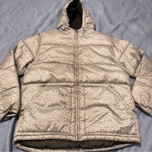 Old Navy Hooded Winter Puffer Coat Full Zip Size L(10/12) Light Grey